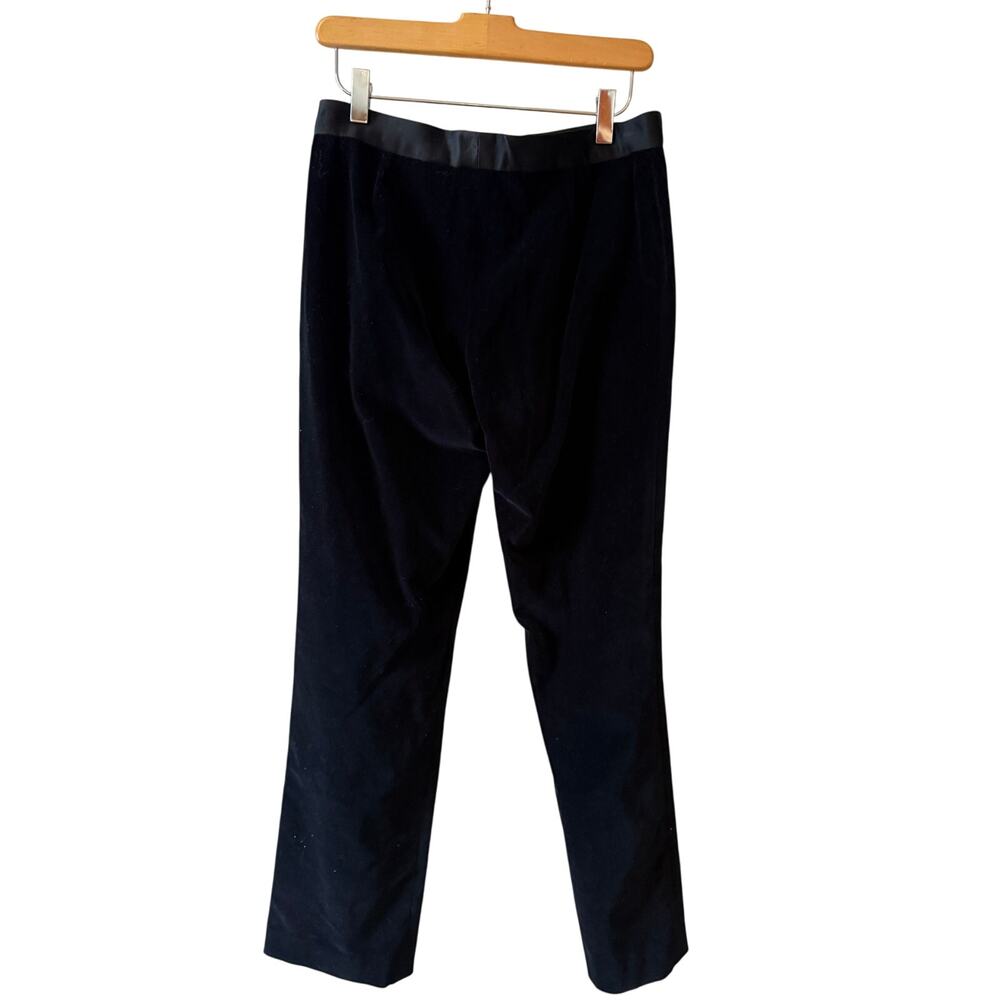 LRL Ralph Lauren Black Velvet Satin Waistband Straight Leg Pants 6